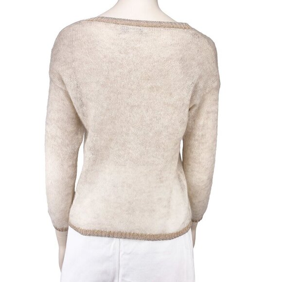 GERARD DAREL sahara Softest Mohair V-Neck Open Knit Shiny Neutral French sz 1 - Picture 9 of 11